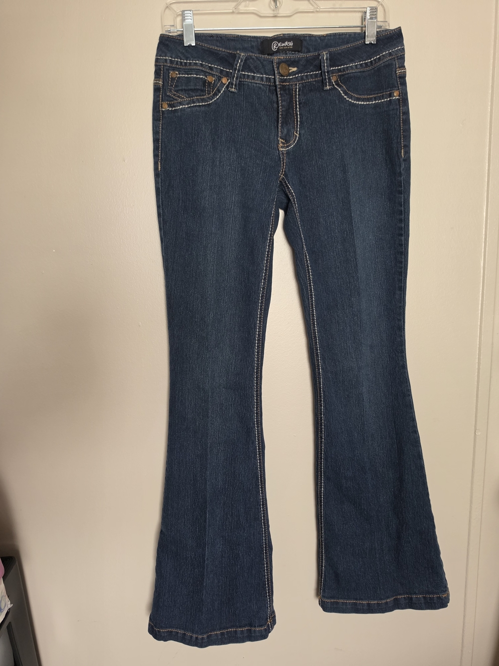 Rewash Y2K Low Rise Flare Jeans Size S Thick Stitch Bootcut Denim